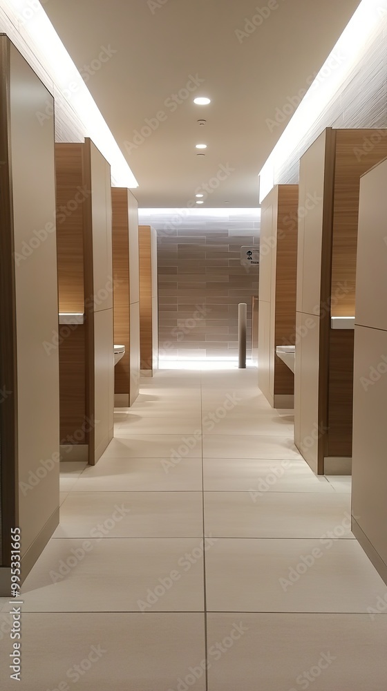 Poster clean modern public restroom with a wide open style