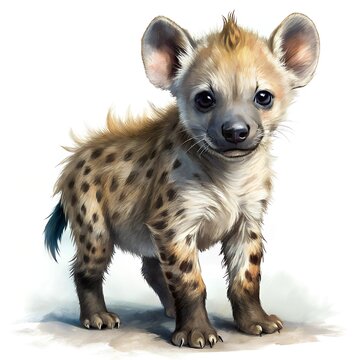 Baby hyena realistic illustration isolated on white background