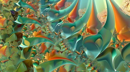 Vector art featuring abstract geometric tessellations dynamic fractal patterns and vibrant colors