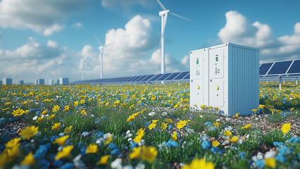 energy storage batteries system, wind power, wind turbines  