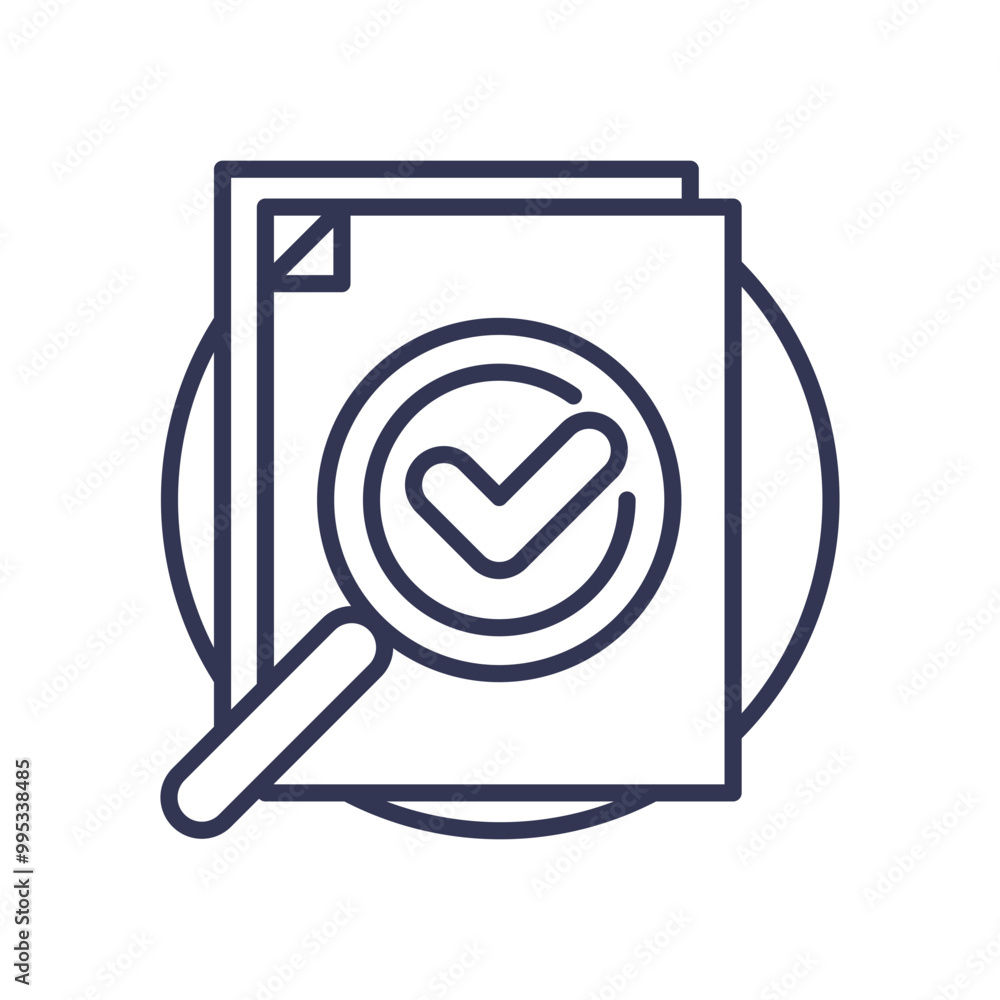 Poster magnifying glass over documents with a checkmark symbolizing accuracy and verification.