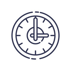 Minimalistic clock icon representing time management and efficiency.