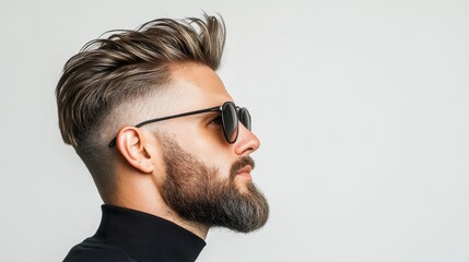 Obraz premium Stylish Young Man with Modern Haircut and Sunglasses