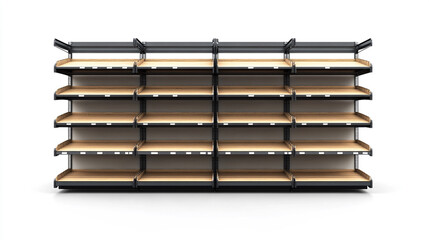 Empty retail shelving unit ready for stocking in a modern store layout