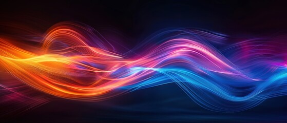 Fototapeta premium Colorful abstract wave patterns on dark background