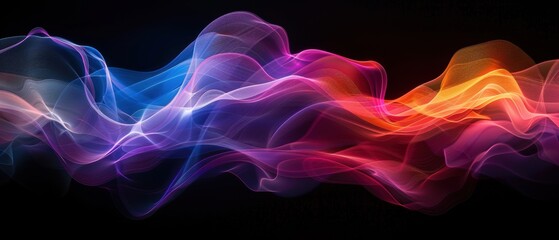 Obraz premium Colorful Abstract Wave of Light on Black Background
