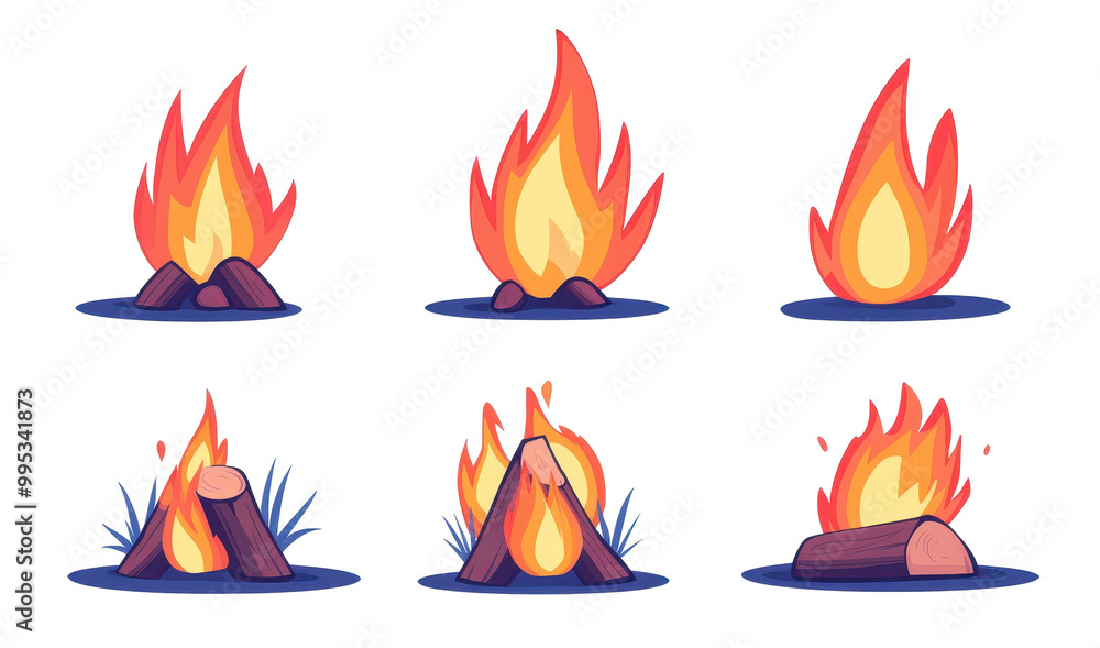 Poster vivid translucent arcs and glowing campfire flames create a dynamic visually stimulating illustratio
