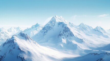 Obraz premium A snowy mountain range with a clear blue sky