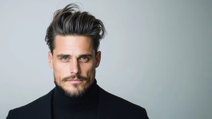 Fototapeta premium Stylish Man with Modern Haircut and Confident Expression