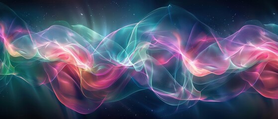 Fototapeta premium Abstract Colorful Flowing Waves on Dark Background