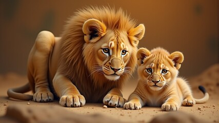 the image of the pope of the lion and the lion cub lying together on the ground