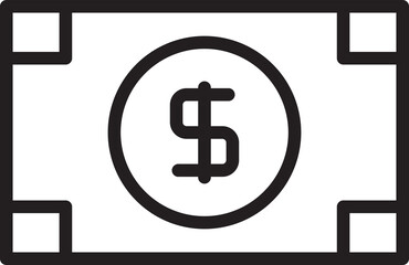 Dollar Bank Line Icon