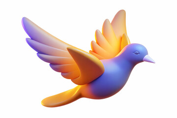 Flat Abstract Glowing Bird in Flight Symbolizing Freedom and Human Rights Day - Vibrant Digital Illustration for Human Rights Awareness
