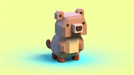 Wombat 3d pixel character cartoon
