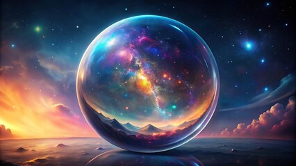 Fototapeta premium description: Enchanting universe in a soap bubble