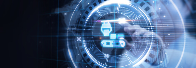 Industrial automation technology concept. Collaborative robot, cobot.