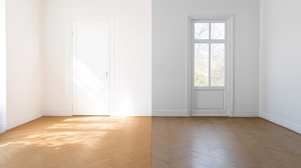 Obraz premium Bright Minimalist Room with Natural Light and Door