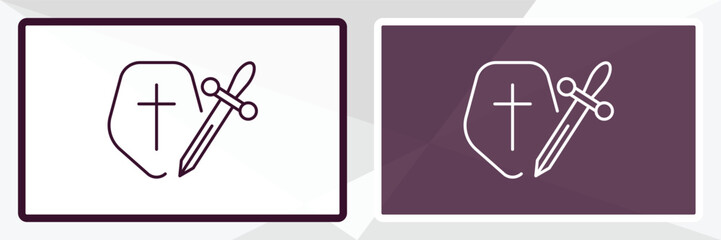 crusade outline icon. Linear vector from religion concept. Thin line white and black crusade icon isolated on white and dark background