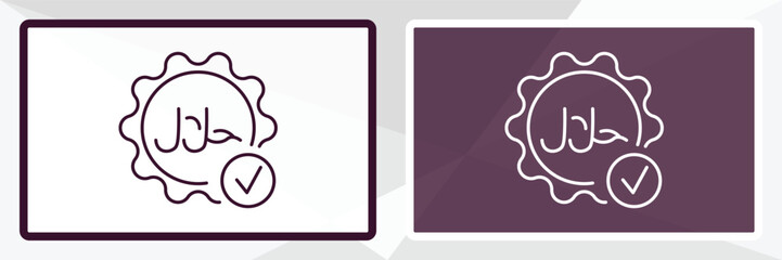 halal outline icon. Linear vector from religion concept. Thin line white and black halal icon isolated on white and dark background