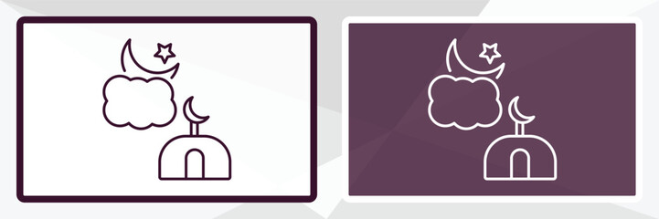 isha outline icon. Linear vector from religion concept. Thin line white and black isha icon isolated on white and dark background