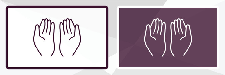 Obraz premium muslim praying hands outline icon. Linear vector from religion concept. Thin line white and black muslim praying hands icon isolated on white and dark background