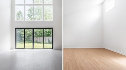 Fototapeta premium Bright and Spacious Empty Room with Large Windows