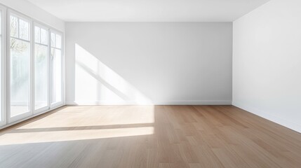 Fototapeta premium Bright and Spacious Empty Room with Large Windows