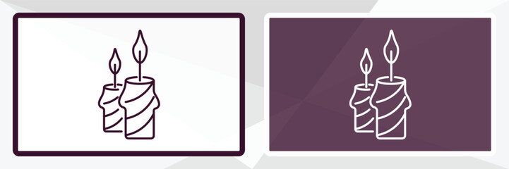 candles outline icon. Linear vector from religion concept. Thin line white and black candles icon isolated on white and dark background