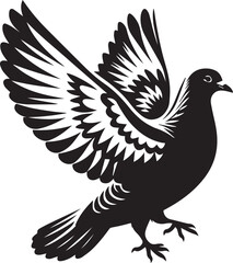 Pigeon silhouette vector, Pigeon logo vector black and white