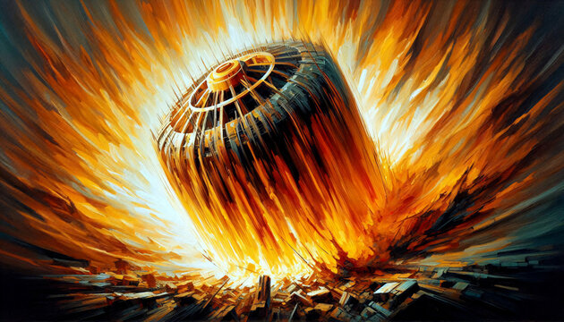 Nahaufnahme einer Atomexplosion. Pilzf&ouml;rmige Glut steigt bis zur Athmosph&auml;re auf.