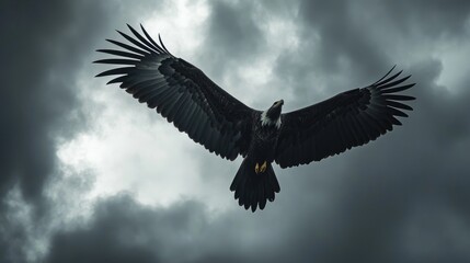 Majestic Eagle Soaring Through Stormy Skies:  A Glimpse of Power and Freedom