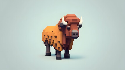 Bison 3d pixel Character Cartoon