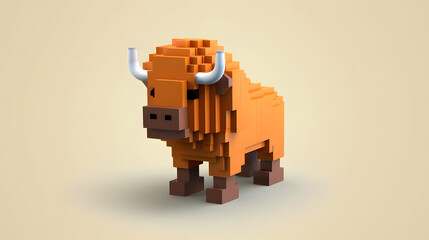 Obraz premium Bison 3d pixel Character Cartoon