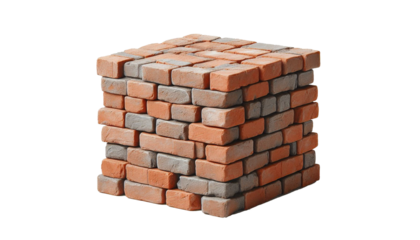 Piece of brick wall on a transparent background