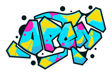 Naklejka premium open word graffiti text sticker illustration
