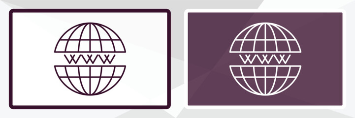 www outline icon. Linear vector from programming concept. Thin line white and black www icon isolated on white and dark background