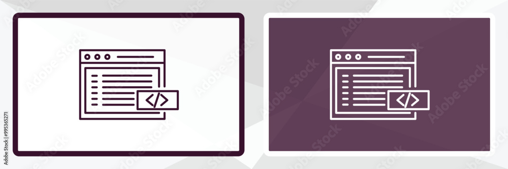 Poster code listing outline icon. linear vector from programming concept. thin line white and black code li