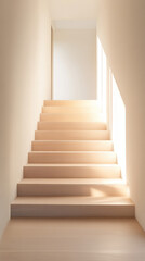 A staircase with a light shining on it