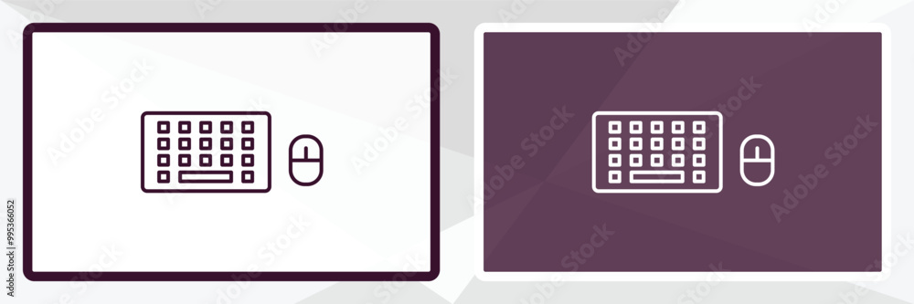 Poster keyboard and mouse outline icon. linear vector from programming concept. thin line white and black k