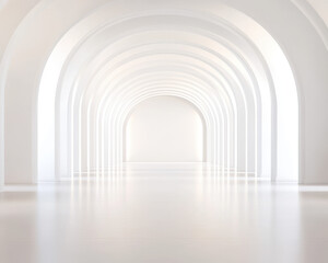 Obraz premium A long, narrow white hallway with a white wall