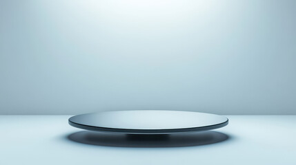 A silver round table with a white background