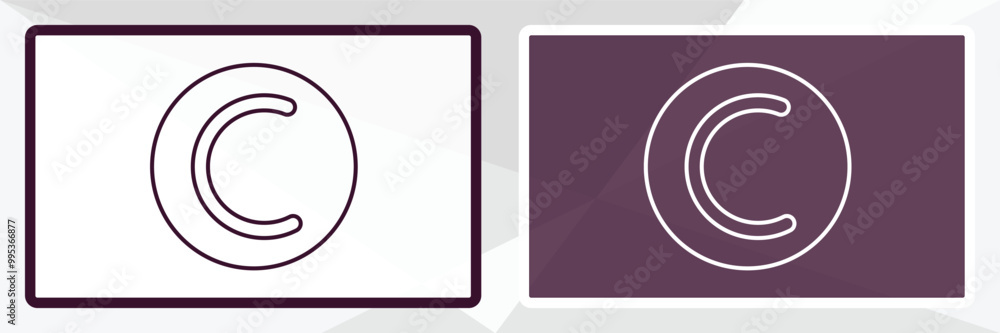Poster copyright outline icon. linear vector from programming concept. thin line white and black copyright 