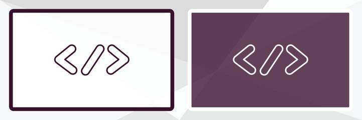 coding outline icon. Linear vector from programming concept. Thin line white and black coding icon isolated on white and dark background