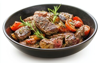 Fototapeta premium Cooked dish isolated on white background. Meat. Food
