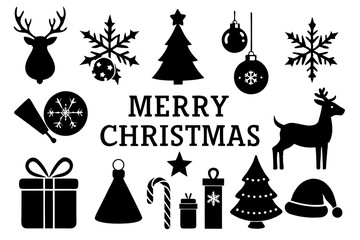 Christmas icons set. Vector illustrations.