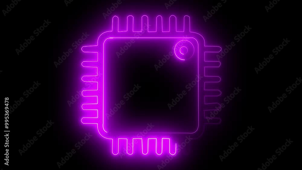 Poster glowing neon line database animated icon isolated on black background. video motion graphic animatio