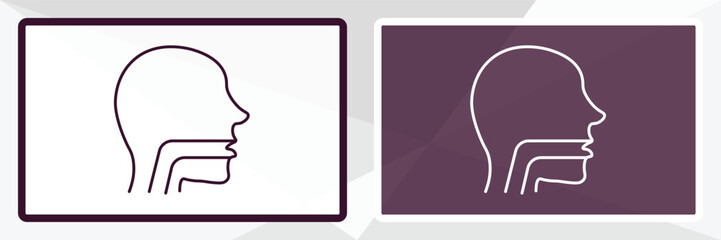 throat outline icon. Linear vector from people concept. Thin line white and black throat icon isolated on white and dark background