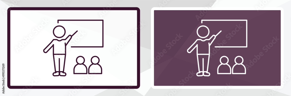 Poster classroom stats outline icon. linear vector from people concept. thin line white and black classroom