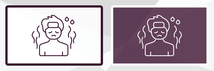 sickness outline icon. Linear vector from people concept. Thin line white and black sickness icon isolated on white and dark background