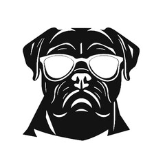 Cane Corso Dog Silhouette with Sunglasses Vector Art Transparent